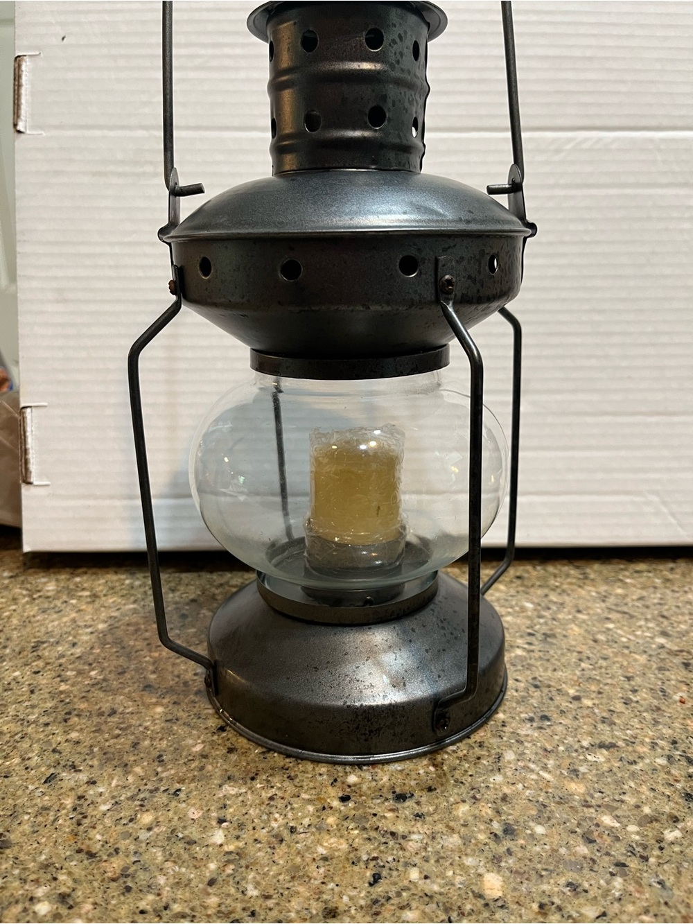 Vintage Lantern With Glass Orb Shade - Picture 2 of 9